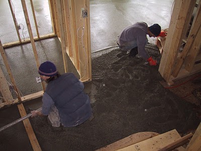 concrete pour over in floor heating tubes